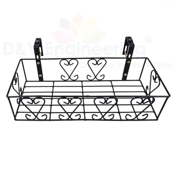 Railings_Pot_Stand/Flower_Plant_Display_Stand_for_Multiple_Plants_Balcony_(Adjustable_Hanger_-_Black)_DVPOT-18B-A