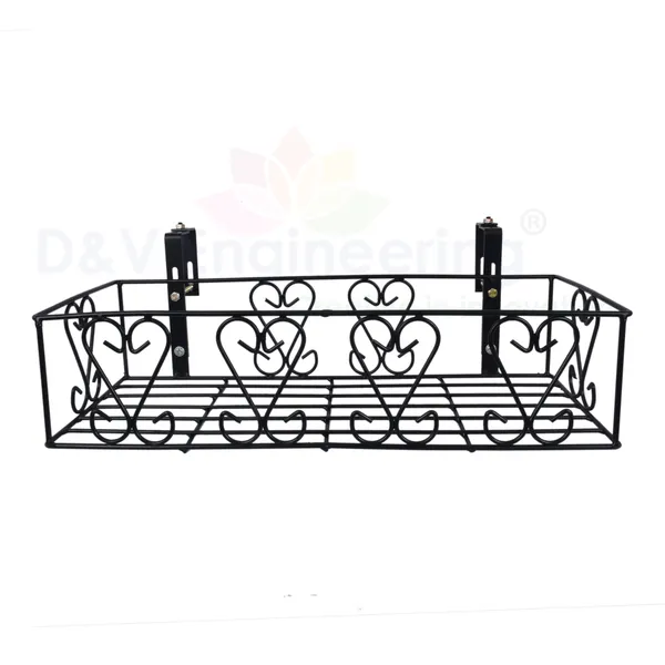 Railings_Pot_Stand/Flower_Plant_Display_Stand_for_Multiple_Plants_Balcony_(Adjustable_Hanger_-_Black)_DVPOT-18B-A