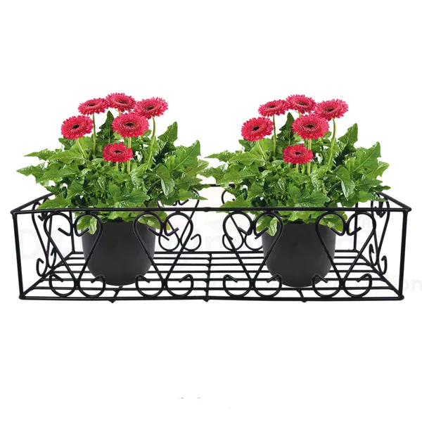 Railings_Pot_Stand/Flower_Plant_Display_Stand_for_Multiple_Plants_Balcony_(Adjustable_Hanger_-_Black)_DVPOT-18B-A