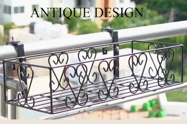 Railings_Pot_Stand/Flower_Plant_Display_Stand_for_Multiple_Plants_Balcony_(Adjustable_Hanger_-_Black)_DVPOT-18B-A