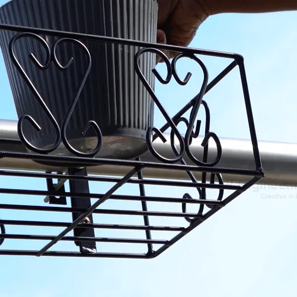 Railings_Pot_Stand/Flower_Plant_Display_Stand_for_Multiple_Plants_Balcony_(Adjustable_Hanger_-_Black)_DVPOT-18B-A