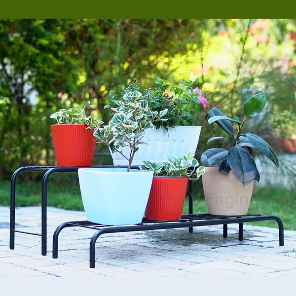 Floor_Mount_Indoor_Outdoor_Planter_Stand,_Flower_Pot_Rack_For_Home_Garden_Balcony-_Black_(2_Tiered_Shelf_)_DVPOT-47B-2T