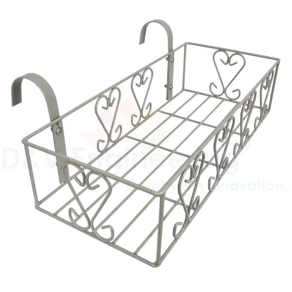 Railings_Pot_Stand/Flower_Plant_Display_Stand_for_Multiple_Plants_Balcony_(Fixed_Hanger_-_Grey)_DVPOT-18W-FX