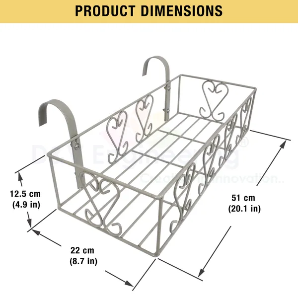 Railings_Pot_Stand/Flower_Plant_Display_Stand_for_Multiple_Plants_Balcony_(Fixed_Hanger_-_Grey)_DVPOT-18W-FX