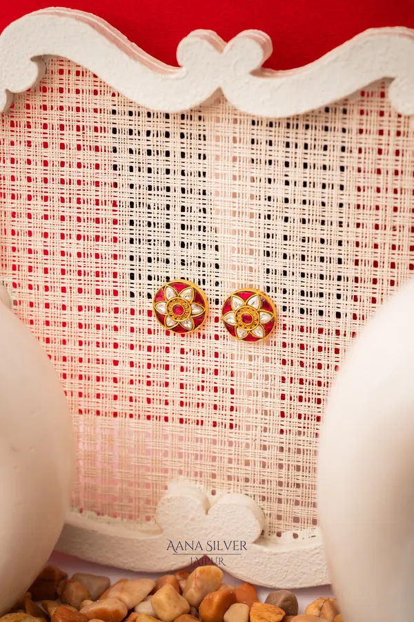Swarna_Detailed_Ruby_Flower_Kundan_Earrings