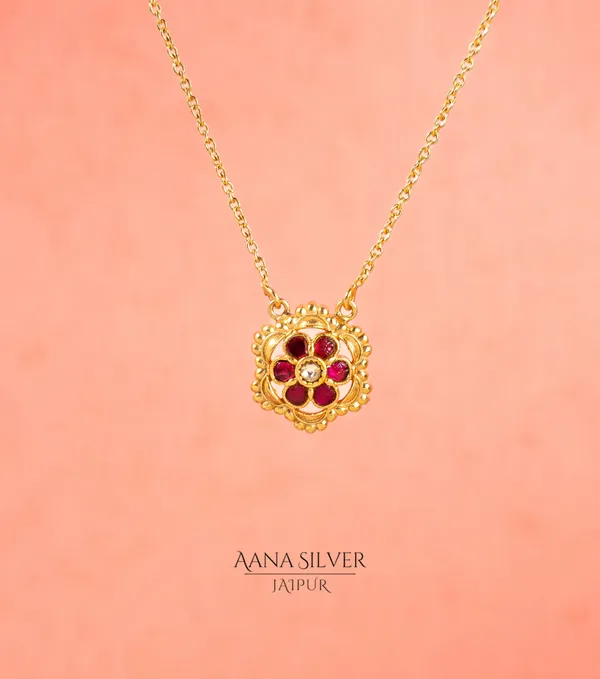 Swarna_Zircon_Ruby_Flower_Necklace_Set