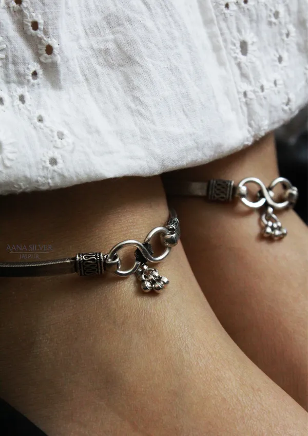 925_Pure_Sterling_Silver_|_Pair_of_Aabharan_Everyday_Anklet_|_Well_Stamped_&_Hallmarked