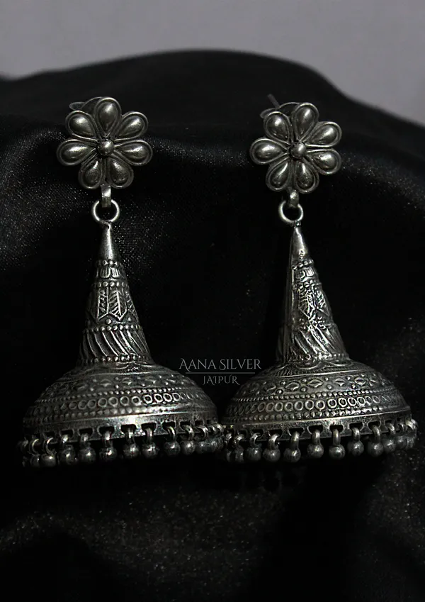 925_Pure_Sterling_Silver_|_Aabharan_Long_Intricate_Jhumka_|_Well_Stamped_&_Hallmarked