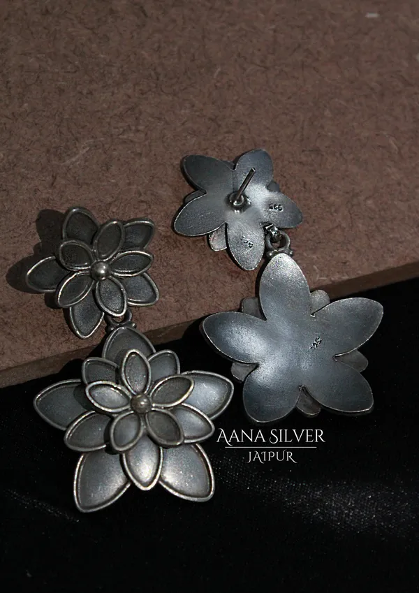925_Pure_Sterling_Silver_|_Aabharan_Triple_Layered_Flower_Earrings_|_Well_Stamped_&_Hallmarked