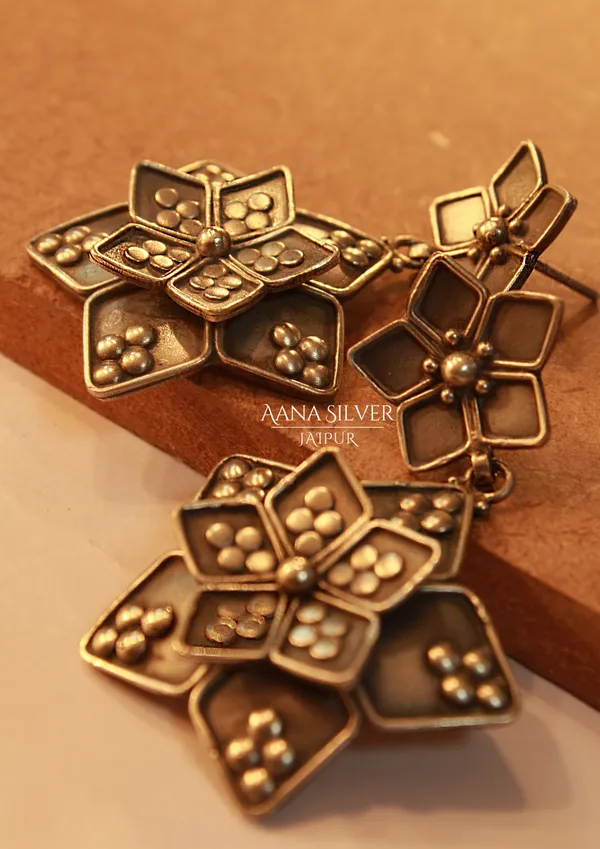 925_Pure_Sterling_Silver_|_Aabharan_Dual_Layered_Earrings_|_Well_Stamped_&_Hallmarked
