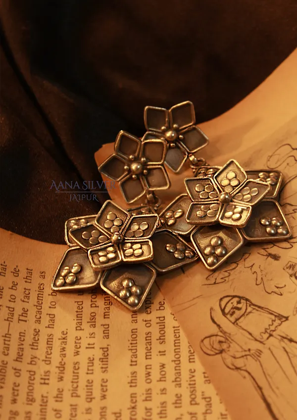 925_Pure_Sterling_Silver_|_Aabharan_Dual_Layered_Earrings_|_Well_Stamped_&_Hallmarked