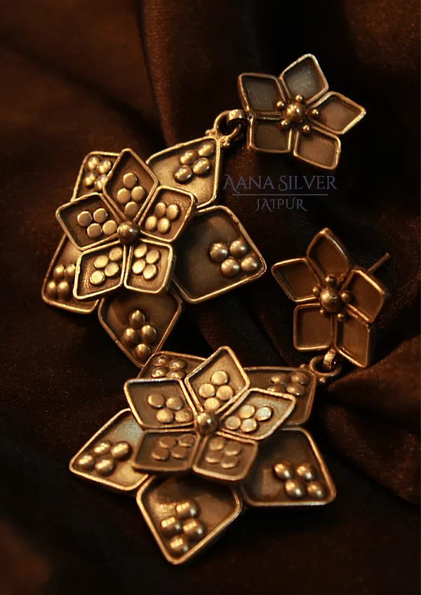 925_Pure_Sterling_Silver_|_Aabharan_Dual_Layered_Earrings_|_Well_Stamped_&_Hallmarked