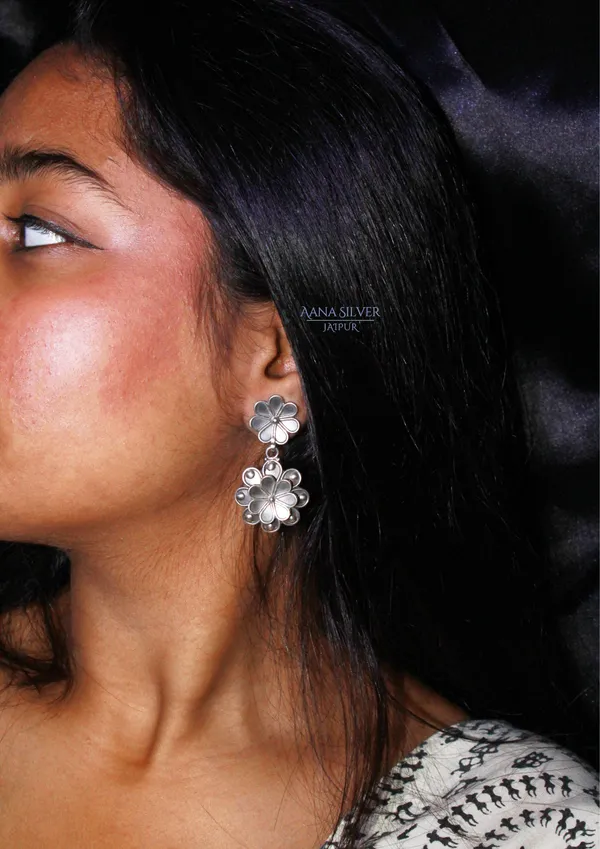 925_Pure_Sterling_Silver_|_Aabharan_Dual_Layered_Intricate_Earrings_|_Well_Stamped_&_Hallmarked