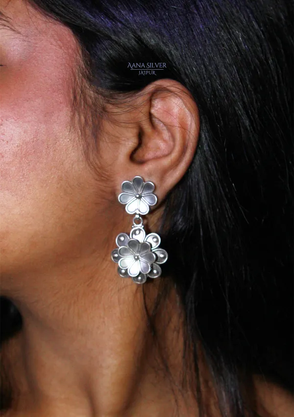 925_Pure_Sterling_Silver_|_Aabharan_Dual_Layered_Intricate_Earrings_|_Well_Stamped_&_Hallmarked
