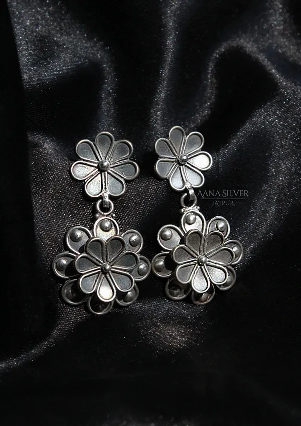 925_Pure_Sterling_Silver_|_Aabharan_Dual_Layered_Intricate_Earrings_|_Well_Stamped_&_Hallmarked