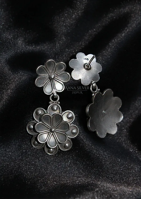 925_Pure_Sterling_Silver_|_Aabharan_Dual_Layered_Intricate_Earrings_|_Well_Stamped_&_Hallmarked