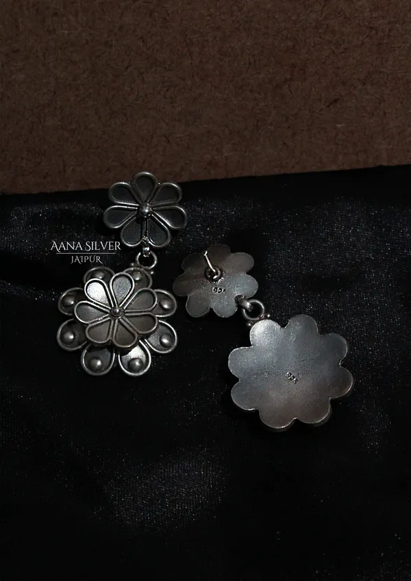 925_Pure_Sterling_Silver_|_Aabharan_Dual_Layered_Intricate_Earrings_|_Well_Stamped_&_Hallmarked