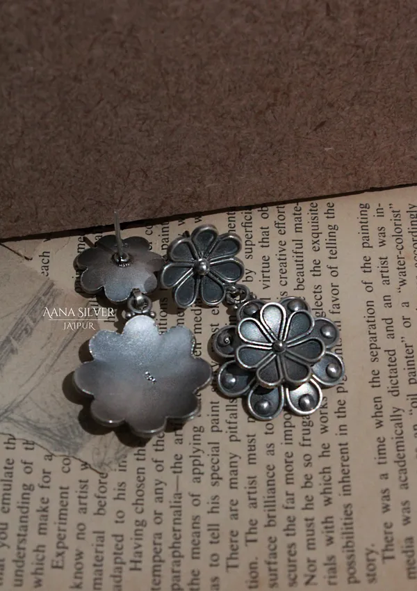 925_Pure_Sterling_Silver_|_Aabharan_Dual_Layered_Intricate_Earrings_|_Well_Stamped_&_Hallmarked