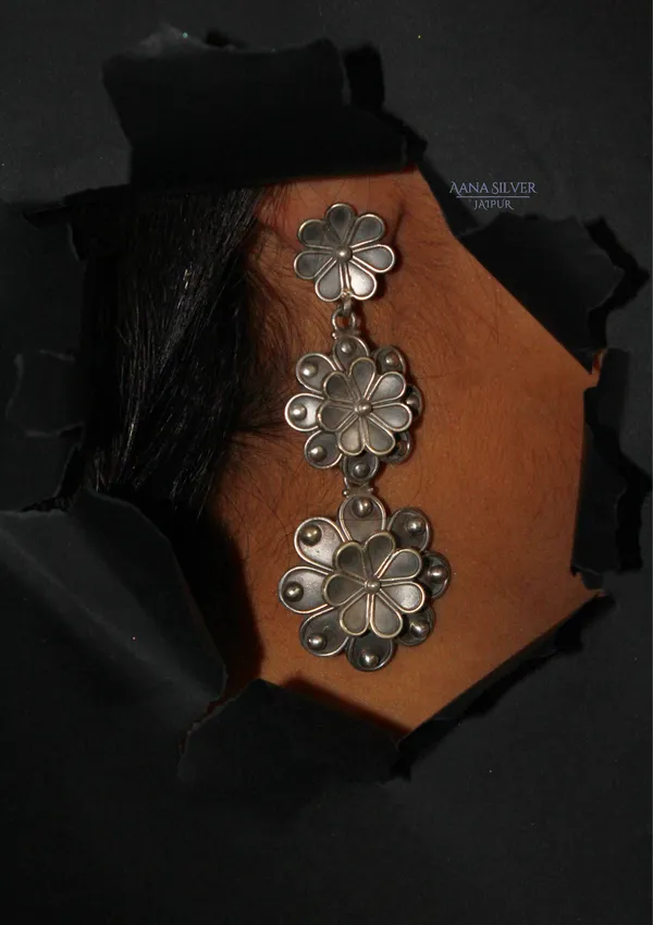 925_Pure_Sterling_Silver_|_Aabharan_Dual_Layered_Textured_Earrings_|_Well_Stamped_&_Hallmarked