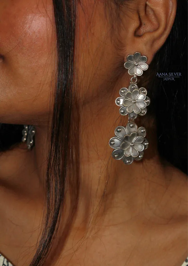 925_Pure_Sterling_Silver_|_Aabharan_Dual_Layered_Textured_Earrings_|_Well_Stamped_&_Hallmarked