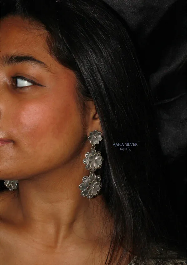 925_Pure_Sterling_Silver_|_Aabharan_Dual_Layered_Textured_Earrings_|_Well_Stamped_&_Hallmarked