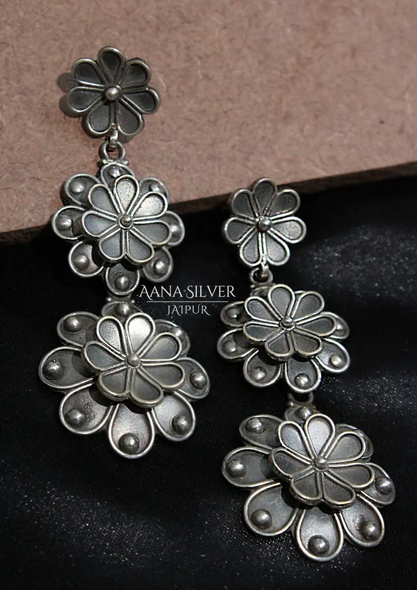 925_Pure_Sterling_Silver_|_Aabharan_Dual_Layered_Textured_Earrings_|_Well_Stamped_&_Hallmarked