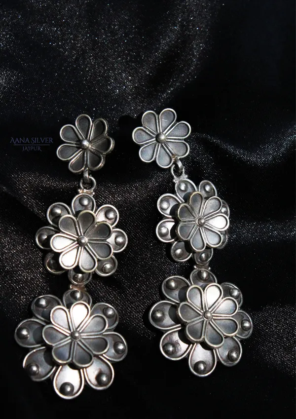 925_Pure_Sterling_Silver_|_Aabharan_Dual_Layered_Textured_Earrings_|_Well_Stamped_&_Hallmarked