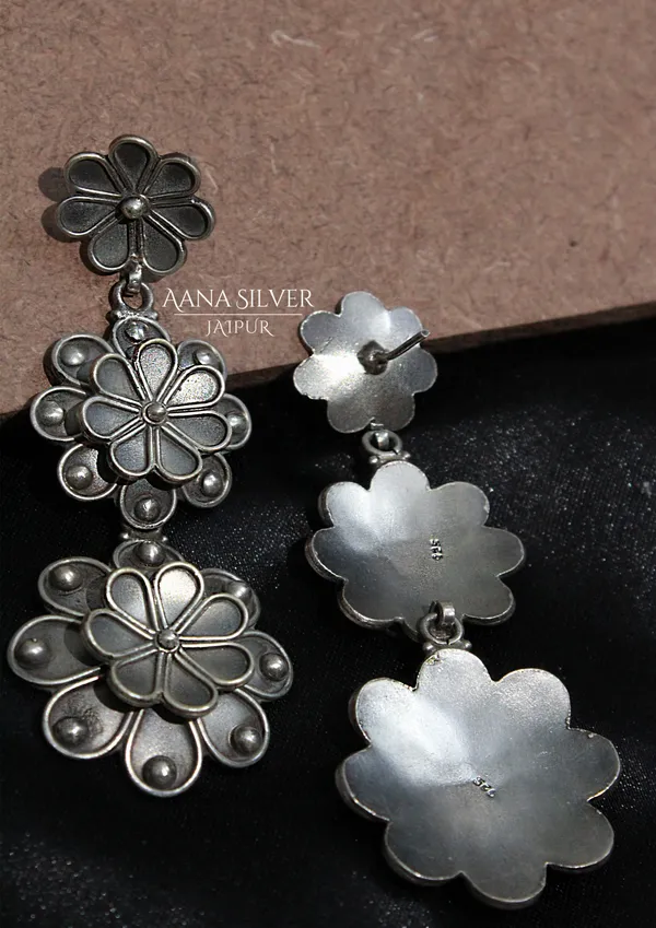 925_Pure_Sterling_Silver_|_Aabharan_Dual_Layered_Textured_Earrings_|_Well_Stamped_&_Hallmarked
