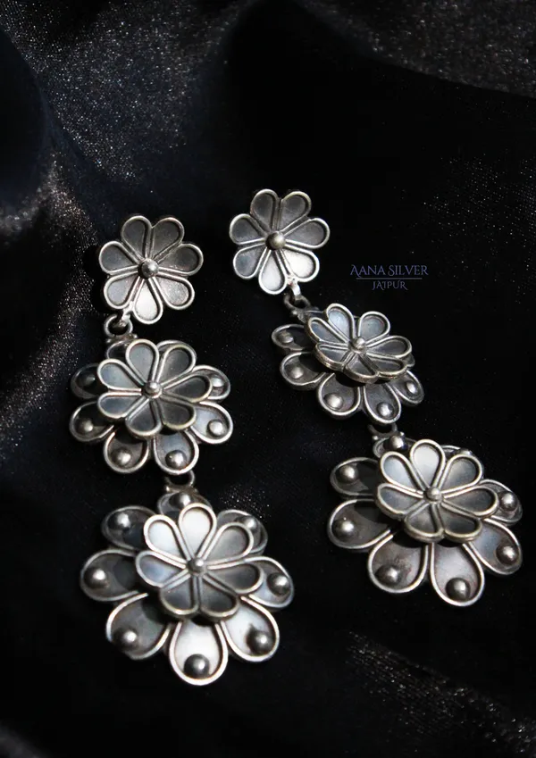 925_Pure_Sterling_Silver_|_Aabharan_Dual_Layered_Textured_Earrings_|_Well_Stamped_&_Hallmarked
