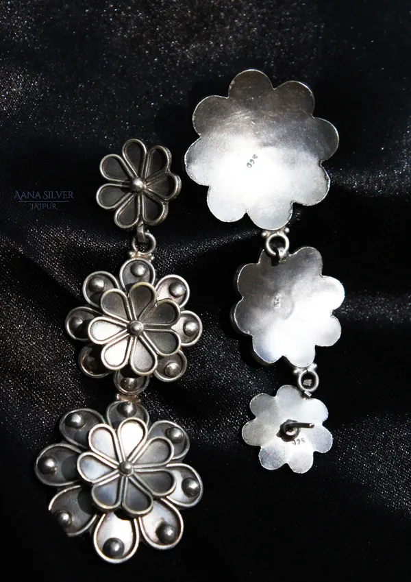 925_Pure_Sterling_Silver_|_Aabharan_Dual_Layered_Textured_Earrings_|_Well_Stamped_&_Hallmarked
