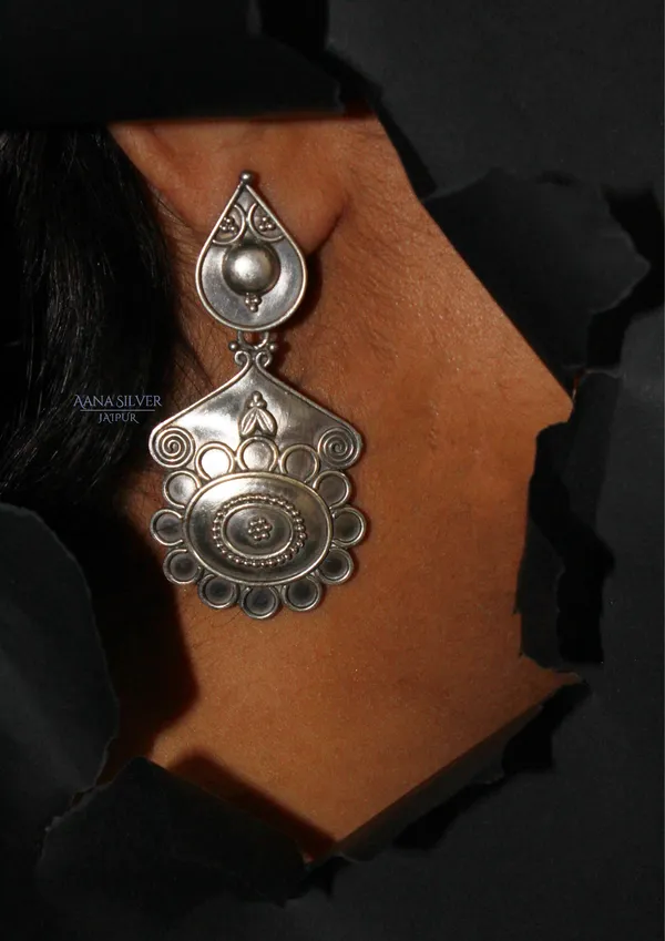 925_Pure_Sterling_Silver_|_Aabharan_Detailed_Embossed_Earrings_|_Well_Stamped_&_Hallmarked