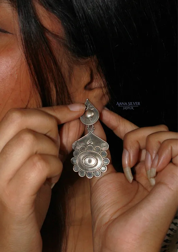925_Pure_Sterling_Silver_|_Aabharan_Detailed_Embossed_Earrings_|_Well_Stamped_&_Hallmarked