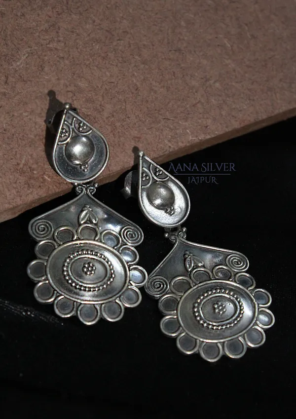 925_Pure_Sterling_Silver_|_Aabharan_Detailed_Embossed_Earrings_|_Well_Stamped_&_Hallmarked