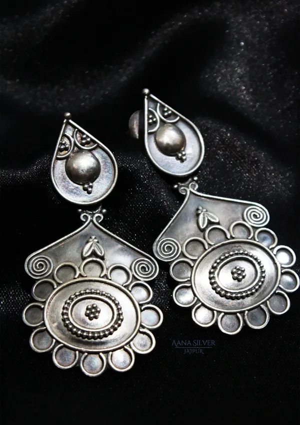 925_Pure_Sterling_Silver_|_Aabharan_Detailed_Embossed_Earrings_|_Well_Stamped_&_Hallmarked