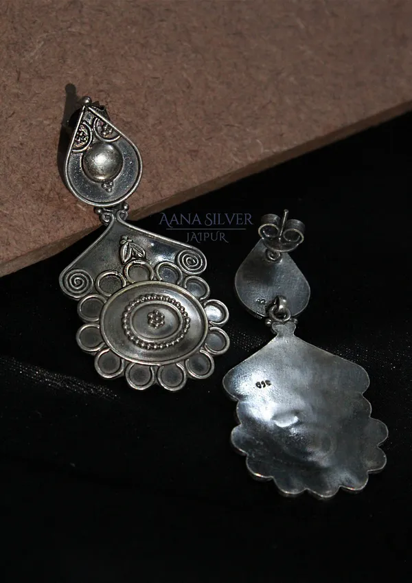 925_Pure_Sterling_Silver_|_Aabharan_Detailed_Embossed_Earrings_|_Well_Stamped_&_Hallmarked