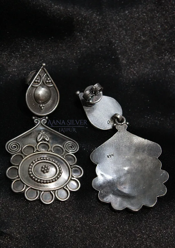 925_Pure_Sterling_Silver_|_Aabharan_Detailed_Embossed_Earrings_|_Well_Stamped_&_Hallmarked