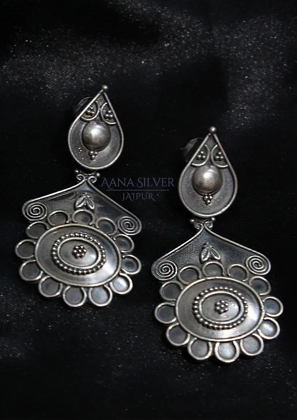 925_Pure_Sterling_Silver_|_Aabharan_Detailed_Embossed_Earrings_|_Well_Stamped_&_Hallmarked