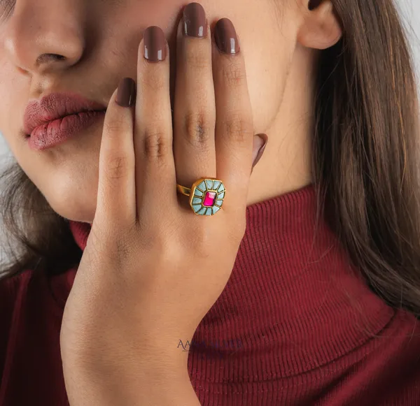 Swarna_Ruby_Centric_Turquoise_Kundan_Ring