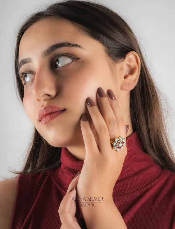 Swarna_Turquoise_Hearts_Kundan_Ring