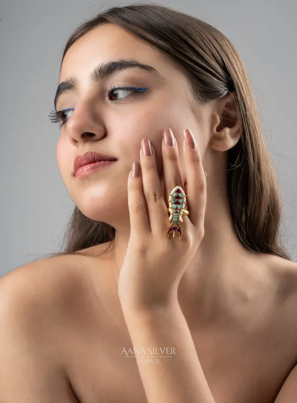 Swarna_Turquoise_Ruby_Fish_Kundan_Ring