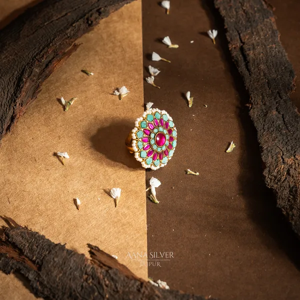 Swarna_Royal_Statement_Turquoise_Ruby_Kundan_Ring