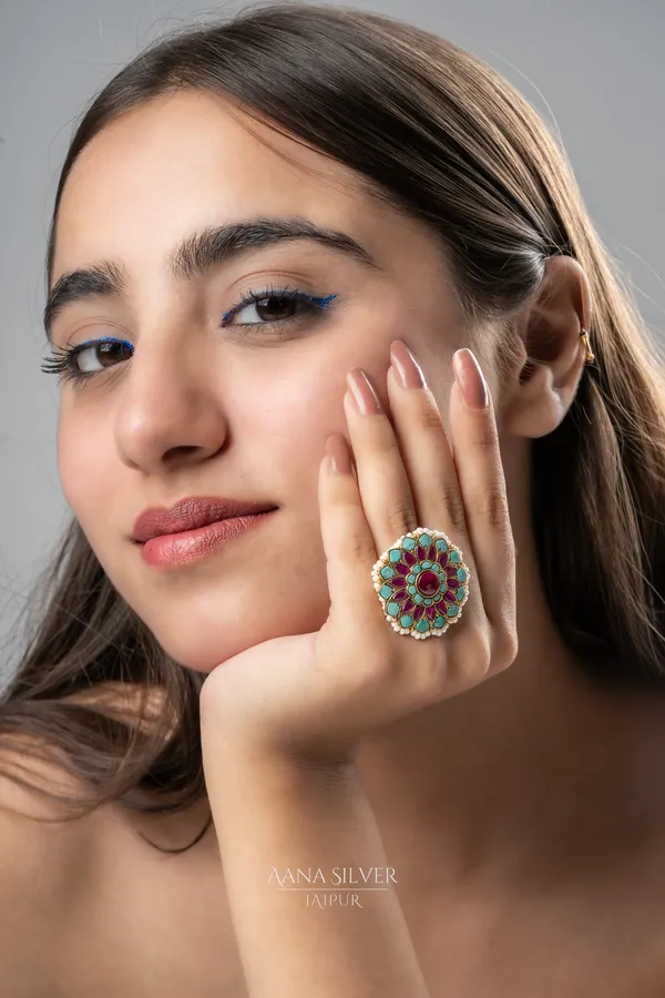 Swarna_Royal_Statement_Turquoise_Ruby_Kundan_Ring