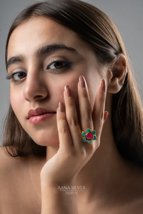 Swarna_Traditional_Turquoise_Ruby_Kundan_Ring