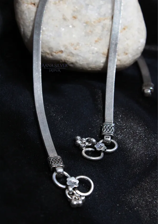 925_Pure_Sterling_Silver_|_Pair_of_Aabharan_Everyday_Anklet_|_Well_Stamped_&_Hallmarked