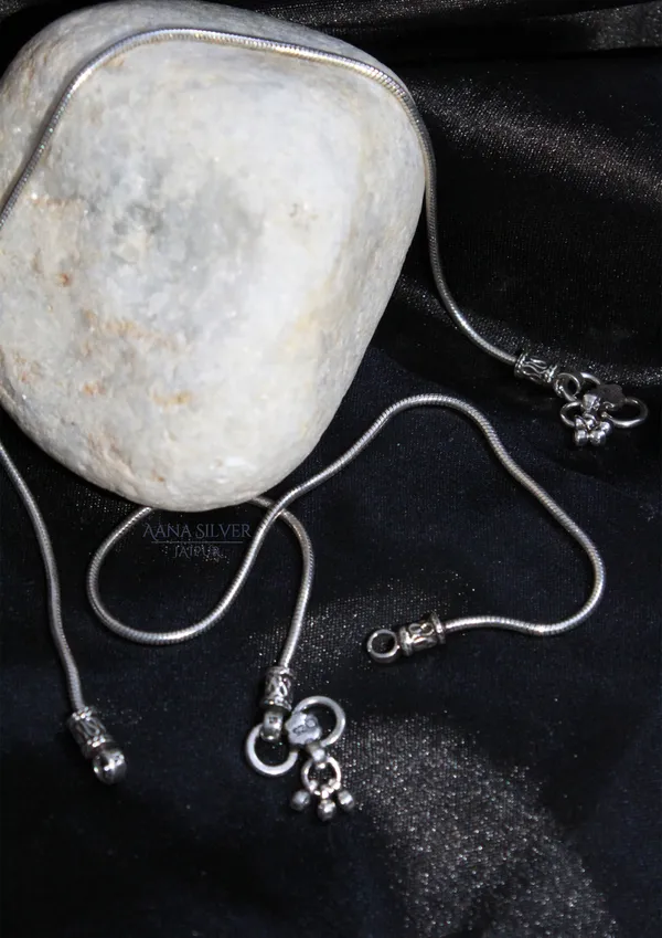 925_Pure_Sterling_Silver_|_Pair_of_Aabharan_Versatile_Anklet_|_Well_Stamped_&_Hallmarked