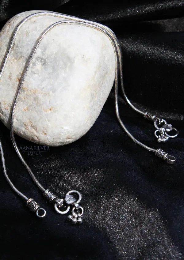 925_Pure_Sterling_Silver_|_Pair_of_Aabharan_Versatile_Anklet_|_Well_Stamped_&_Hallmarked