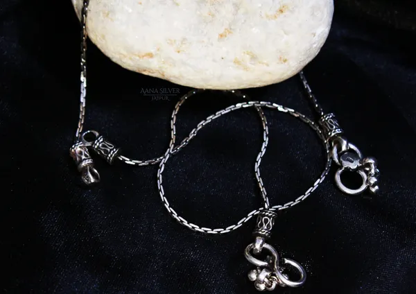 925_Pure_Sterling_Silver_|_Pair_of_Aabharan_Dapper_Anklet_|_Well_Stamped_&_Hallmarked