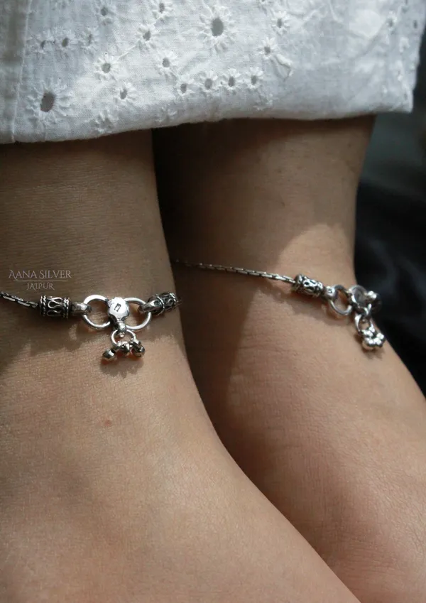 925_Pure_Sterling_Silver_|_Pair_of_Aabharan_Dapper_Anklet_|_Well_Stamped_&_Hallmarked