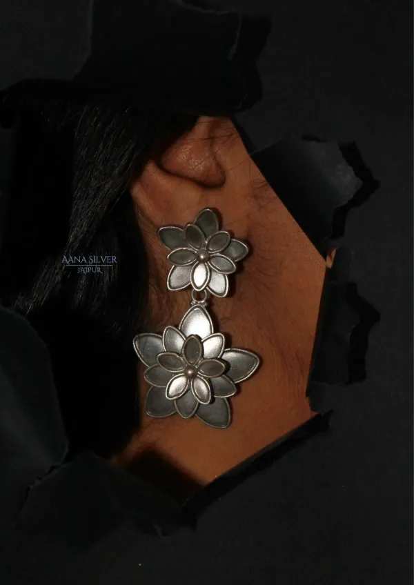 925_Pure_Sterling_Silver_|_Aabharan_Triple_Layered_Flower_Earrings_|_Well_Stamped_&_Hallmarked