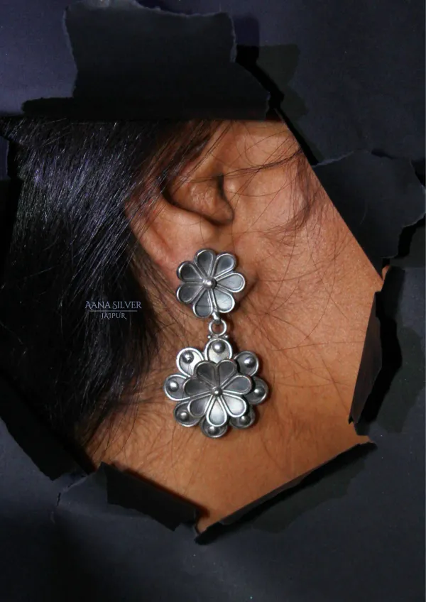 925_Pure_Sterling_Silver_|_Aabharan_Dual_Layered_Intricate_Earrings_|_Well_Stamped_&_Hallmarked